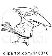 Poster, Art Print Of Cartoon Black And White Outline Design Of A Delinquent Bird Smoking