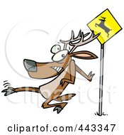 Royalty Free RF Clip Art Illustration Of A Cartoon Crossing Deer by toonaday