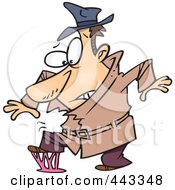 Cartoon Detective Stepping In Gum