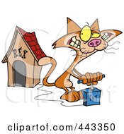Cartoon Cat Blowing Up A Dog House