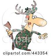 Cartoon Deer Hunter Wearing Antlers