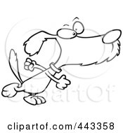 Royalty Free RF Clip Art Illustration Of A Cartoon Black And White Outline Design Of A Determined Dog Stomping