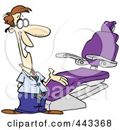 Poster, Art Print Of Cartoon Dentist Gesturing To A Chair