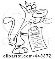 Poster, Art Print Of Cartoon Black And White Outline Design Of A Cat With A List Of Demands