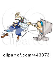 Poster, Art Print Of Cartoon Computer Sucking In A Businessman