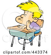 Poster, Art Print Of Cartoon Bored School Boy In Detention