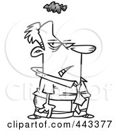 Royalty Free RF Clip Art Illustration Of A Cartoon Black And White Outline Design Of A Gloomy Businessman