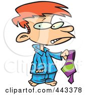 Poster, Art Print Of Cartoon Disappointed Boy Holding A Tie