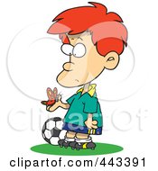 Royalty Free RF Clip Art Illustration Of A Cartoon Distracted Soccer Boy Admiring A Butterfly