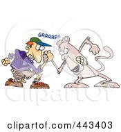 Cartoon Man Wrestling With A Cougar