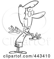 Royalty Free RF Clip Art Illustration Of A Cartoon Black And White Outline Design Of A Woman Staring In Dismay