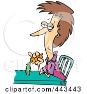 Poster, Art Print Of Cartoon Dieting Woman Eating A Carrot