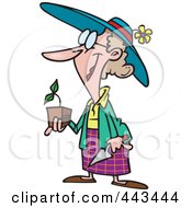 Cartoon Woman Holding A Seedling Plant