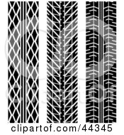 Royalty Free RF Clip Art Of Three Different Tire Tread Pattens