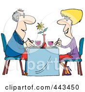 Poster, Art Print Of Cartoon Couple Dining At A Restaurant