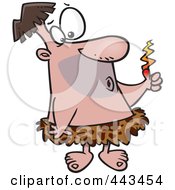 Royalty Free RF Clip Art Illustration Of A Cartoon Caveman Discovering Fire