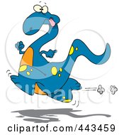 Royalty Free RF Clip Art Illustration Of A Cartoon Running Dinosaur