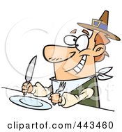 Poster, Art Print Of Cartoon Hungry Pilgrim Awaiting His Dinner