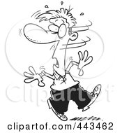 Royalty Free RF Clip Art Illustration Of A Cartoon Black And White Outline Design Of A Man Turning His Head In Disbelief