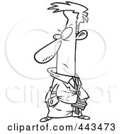 Royalty Free RF Clip Art Illustration Of A Cartoon Black And White Outline Design Of A Disgusted Businessman