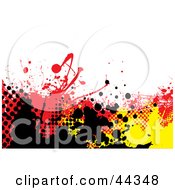 Poster, Art Print Of Grungy Background With Yellow Black And Red Splatters On White