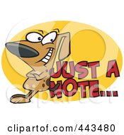 Poster, Art Print Of Cartoon Dog Leaning Against Just A Note Text