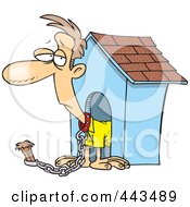 Poster, Art Print Of Cartoon Man Chained By A Dog House