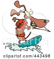 Cartoon Wakeboarding Wiener Dog
