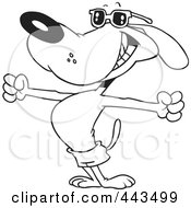 Royalty Free RF Clip Art Illustration Of A Cartoon Black And White Outline Design Of A Summer Dog
