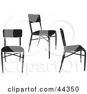 Poster, Art Print Of Three Black And White Simple Chairs