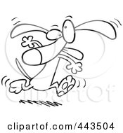 Royalty Free RF Clip Art Illustration Of A Cartoon Black And White Outline Design Of A Dancing Dog