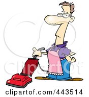 Royalty Free RF Clip Art Illustration Of A Cartoon Man Vacuuming