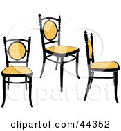Poster, Art Print Of Three Black And Yellow Antique Chairs