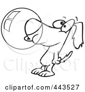 Poster, Art Print Of Cartoon Black And White Outline Design Of A Dog Blowing Bubble Gum