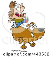 Poster, Art Print Of Cartoon Boy Riding A Dog