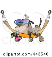 Royalty Free RF Clip Art Illustration Of A Cartoon Dog Lounging On A Hammock by toonaday #COLLC443540-0008