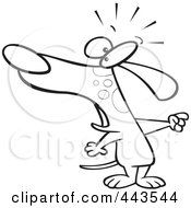 Poster, Art Print Of Cartoon Black And White Outline Design Of A Dog Pointing