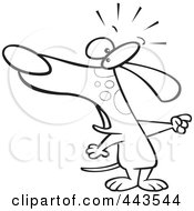 Royalty Free RF Clip Art Illustration Of A Cartoon Black And White Outline Design Of A Dog Pointing