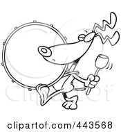 Poster, Art Print Of Cartoon Black And White Outline Design Of A Drummer Dog