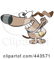 Poster, Art Print Of Cartoon Champion Dog With A Medal