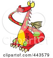 Royalty Free RF Clip Art Illustration Of A Cartoon Dragon Plugging His Mouth