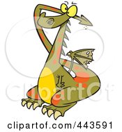 Royalty Free RF Clip Art Illustration Of A Cartoon Dragon Covering His Ears by toonaday