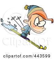 Poster, Art Print Of Cartoon Boy Skiing