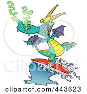 Poster, Art Print Of Cartoon Surfing Dragon