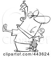 Royalty Free RF Clip Art Illustration Of A Cartoon Black And White Outline Design Of A Careless Businessman