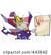 Poster, Art Print Of Cartoon Vampire Holding A Welcome Sign