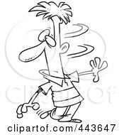 Royalty Free RF Clip Art Illustration Of A Cartoon Black And White Outline Design Of A Man Doing A Double Take