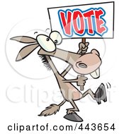 Poster, Art Print Of Cartoon Donkey Carrying A Vote Sign