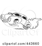 Poster, Art Print Of Cartoon Black And White Outline Design Of A Dragster