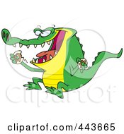 Poster, Art Print Of Cartoon An Alligator Eating A Donut